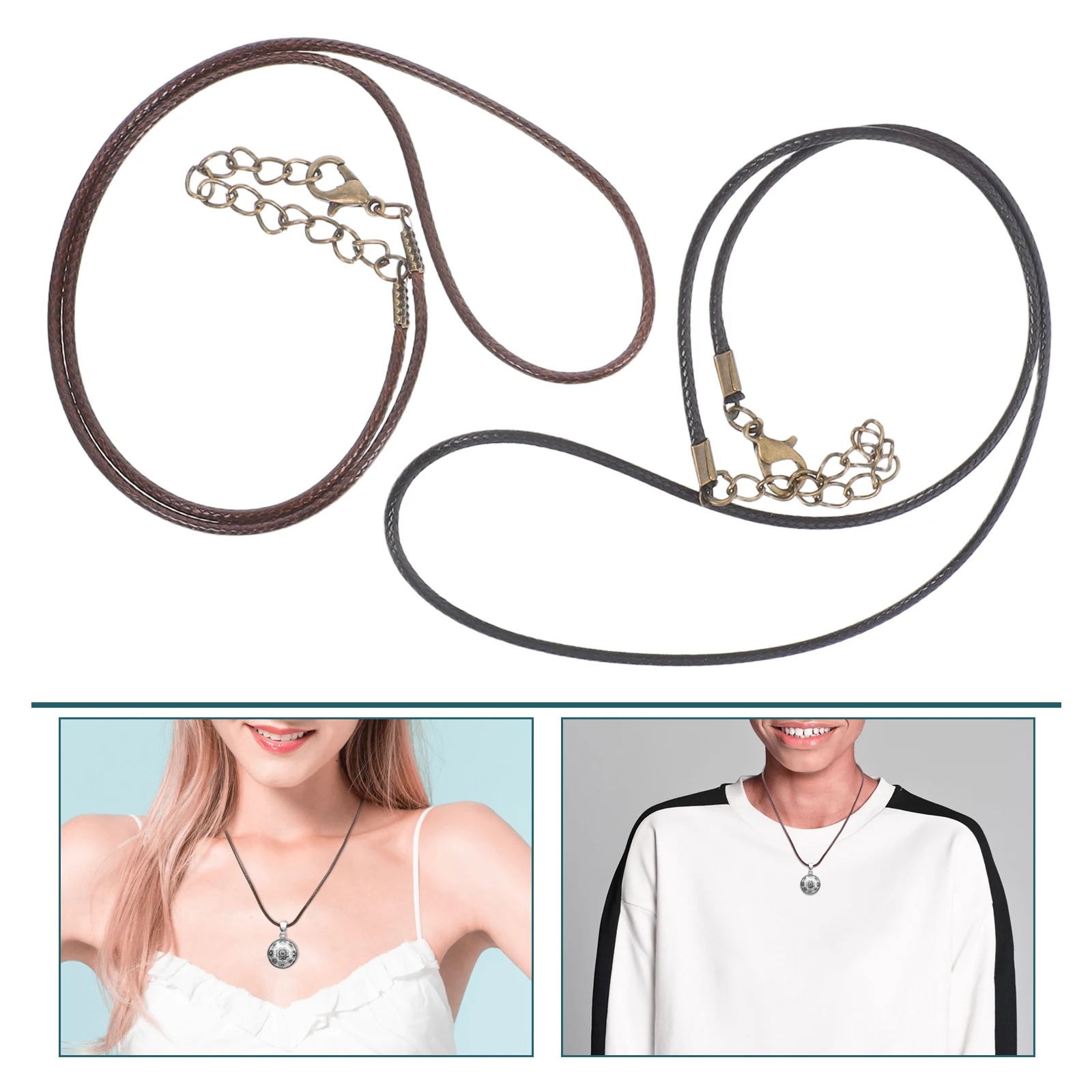 

50 Pcs Pendant Lanyard Necklace Cord for Jewelry Making Weaving Rope Thread Chain Waxed Polyester Supplies