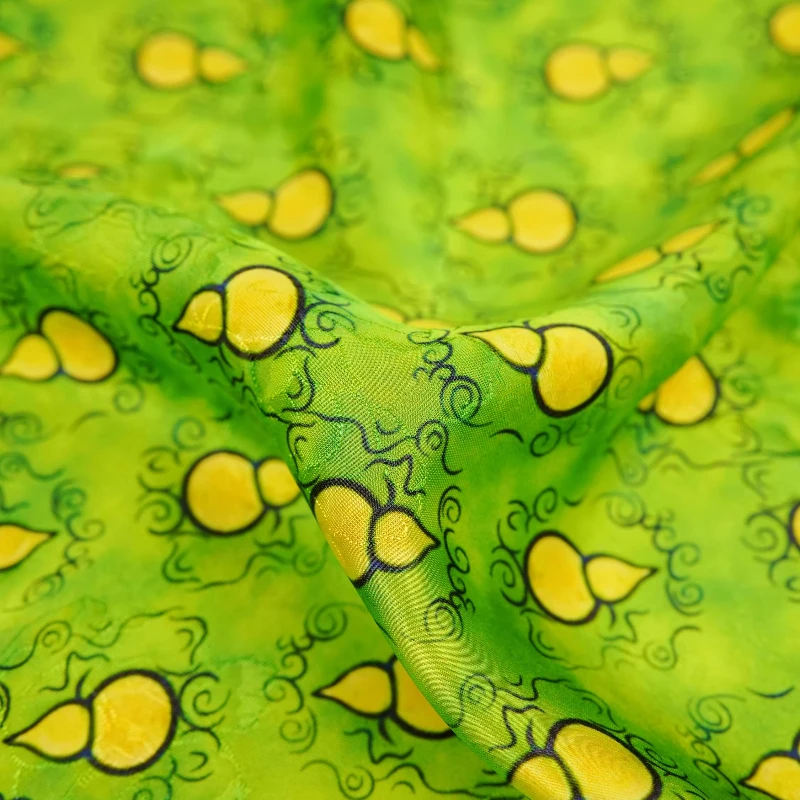 Lucky Gourd Printed Viscose Gambiered Gauze Fabric for Cheongsam Dress Vest New Chinese Style Clothing Sewing Design Material