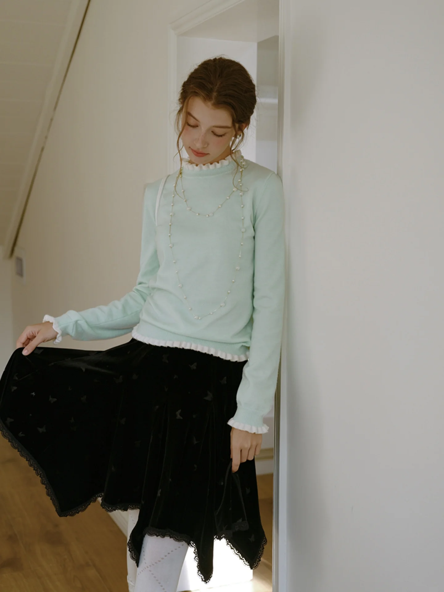 フリーカラーブロロングスベカメレニットウェアソフトで心地よいベースレイヤー韓国風通勤暖かさ保温機能冬...