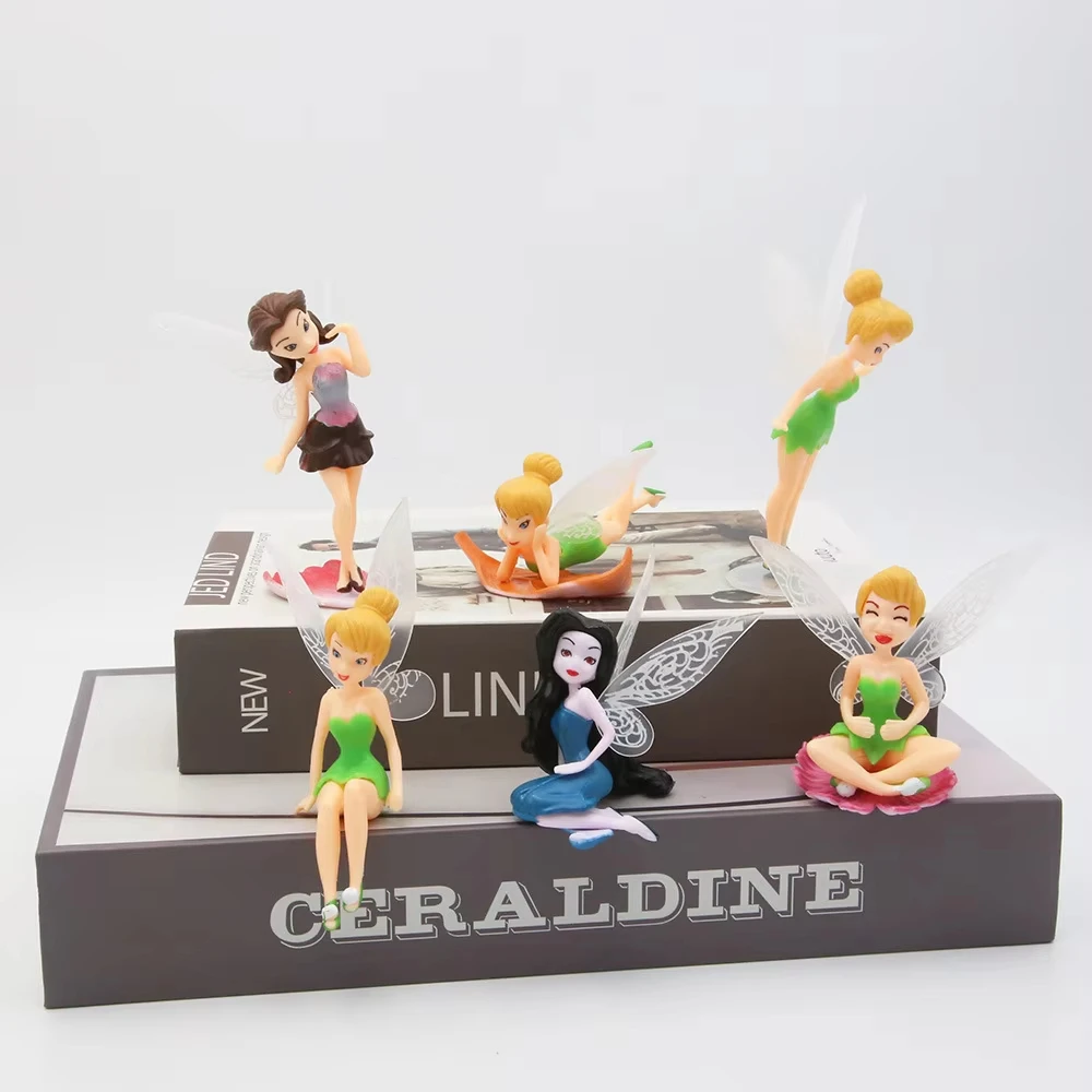 6 szt./zestaw Anime Figurki Akcji Tinkerbell z bajek dla dziewczynek, Tinker Bell, PVC