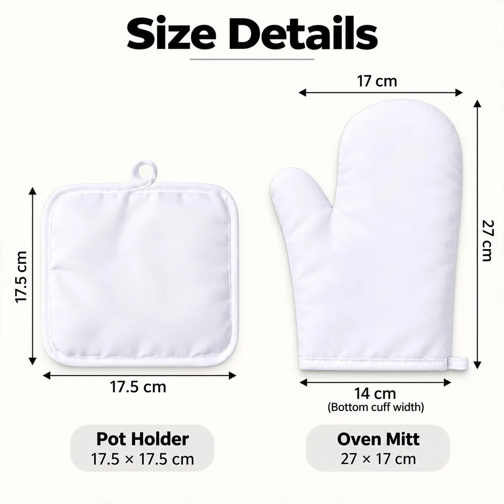 2Pcs Blank Sublimation Oven Mitts Set Heat Resistance Oven Gloves Blank Sublimation Pot Holders Kitchen Dining Room Accessories