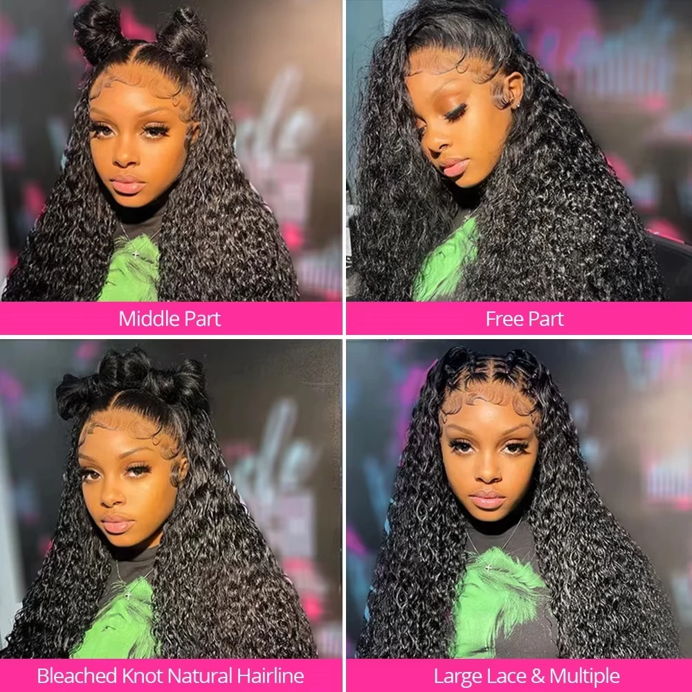 40 42 Inch Water Wave Curly Lace Front Wigs 13x4 13x6 HD Deep Wave Lace Frontal Wig Human Hair Wigs For Women 250% image 4