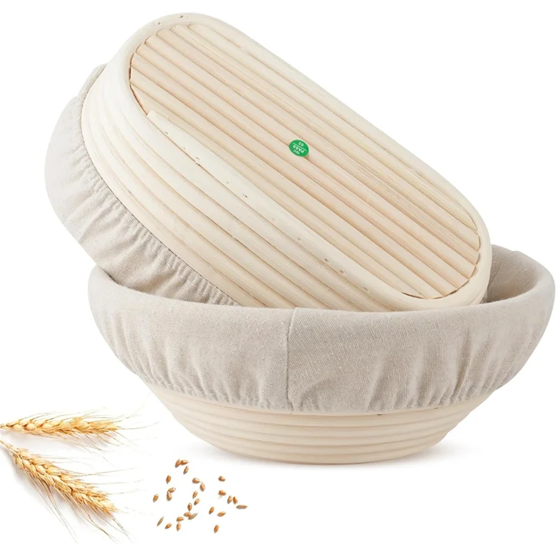 

ABZS Banneton Bread Proofing Basket 10" Oval & 9" Round Artisan Sourdough Proofing Basket & Bread Bowl Forperfect Loaves
