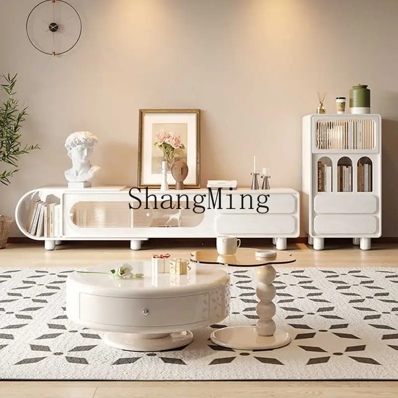 

SM premium cream style coffee table combination simple modern small apartment light luxury high and low cloud tea table