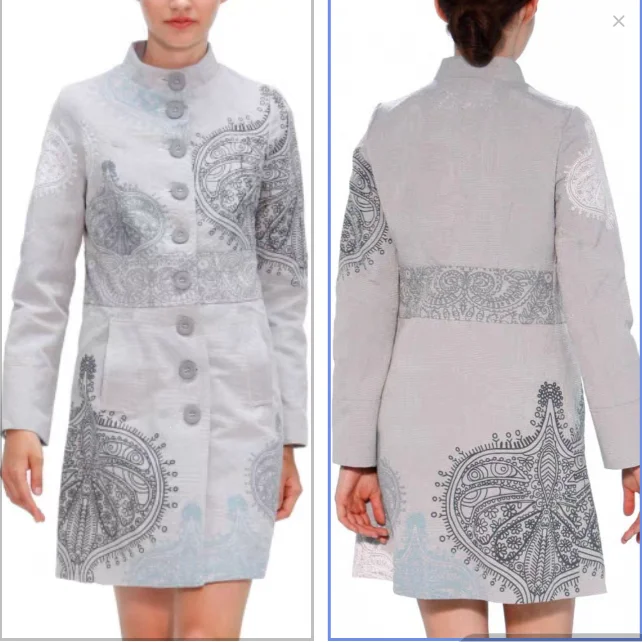 

Foreign trade original single Spanish new vintage print fashion slim trench coat