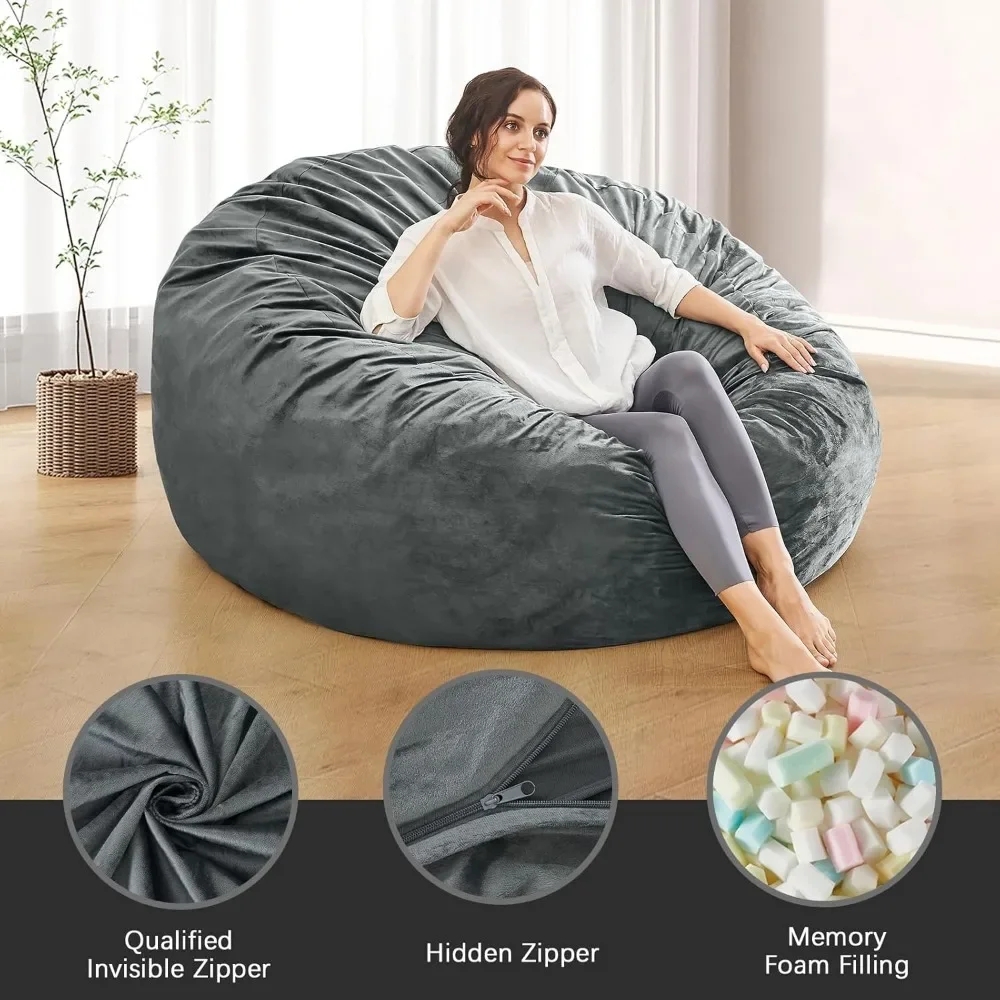 Chaises pouf pliantes avec housse en microcarence douce, canapé-lit lounge pour adultes et enfants, grand canapé gris, dortoir de chambre à coucher, 4 pieds