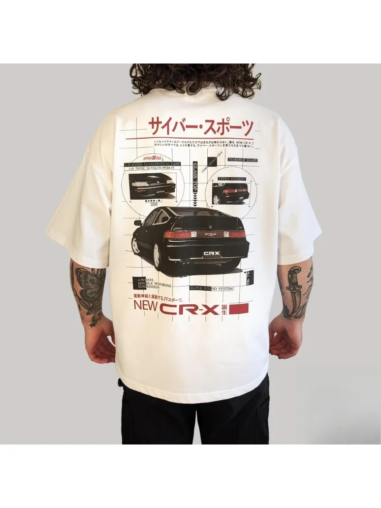 AliExpress Honda Men's and Women's T-shirt Summer Cotton Tee Honda Vintage JDM Short-sleeved Spring and Autumn Motorcycle Cycling Top