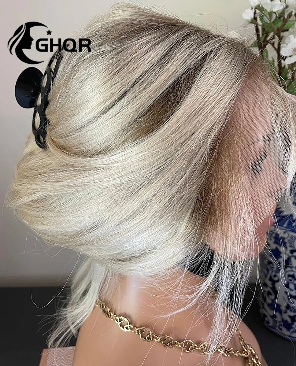 Perruque Lace Front Wig Brésilienne Naturelle Lisse et Longue, Cheveux Humains Colorés, Blond Ombré, HD Transparent, 360 Frmetals, pour Femme