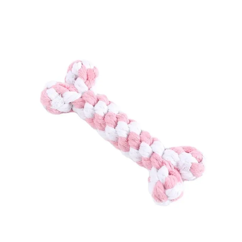 Dog Toys For Small Large Dogs Bones Shape Cotton Pet Puppy Teething Chew Bite Resistant Toy Pets Accessories Supplies 8 Colors