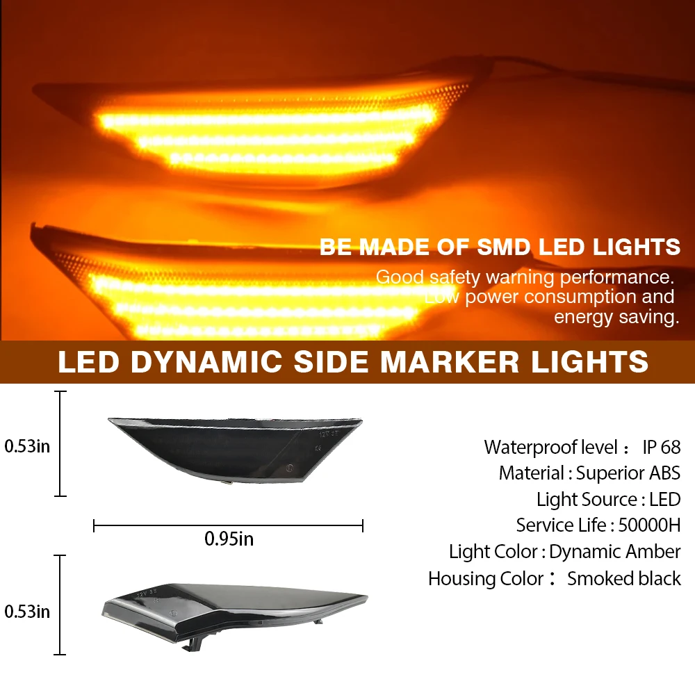 

Dynamic Amber LED Side Marker Light Turn Signal Indicator Light 2012-2020 For Porsche 911 GT3/GT3 RS/R 991 OEM:99163125506