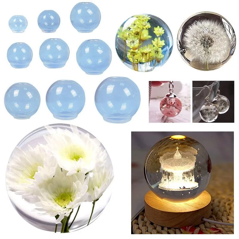 1~50P 20-100mm Ball Shape Silicone Mold 3D Planet Ball Epoxy Resin Mould for DIY Epoxy Resin Molds Crafts Home Decoration Tools