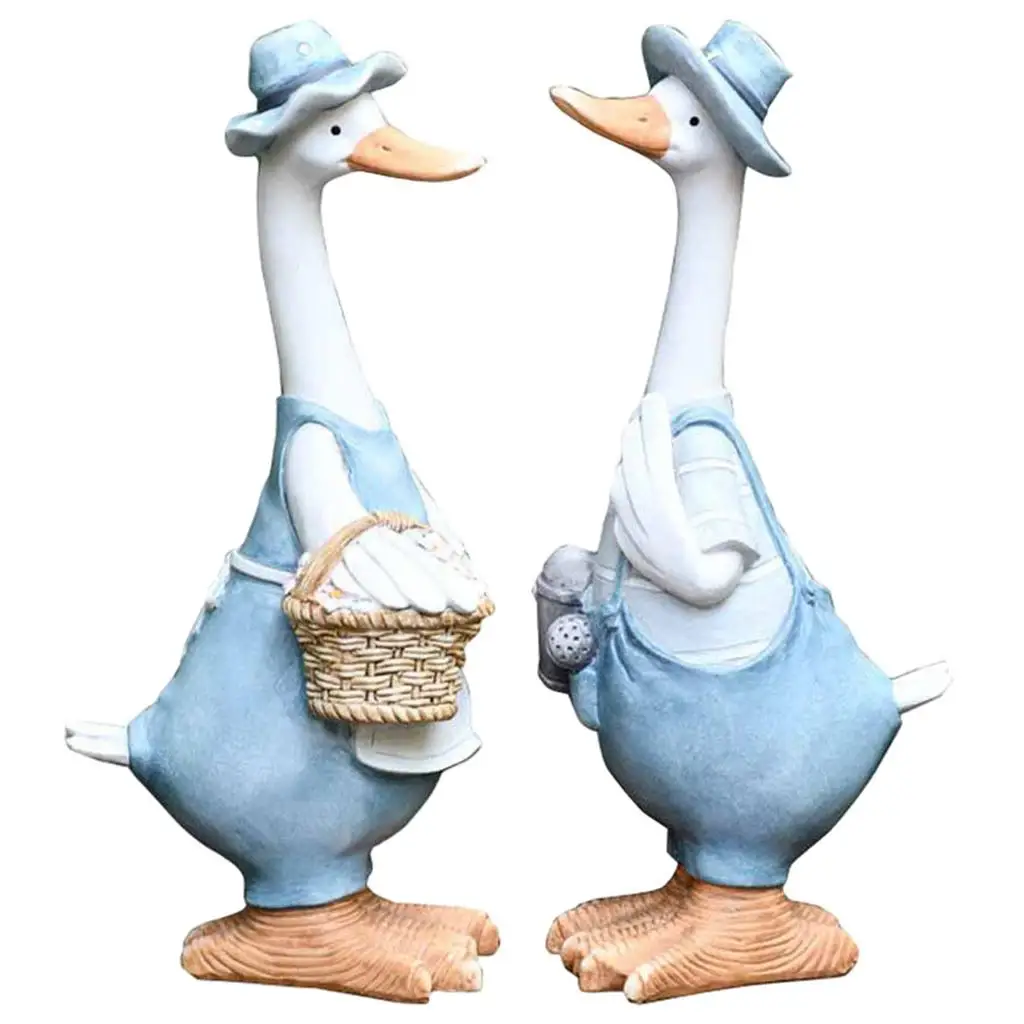 

Hand Painted Garden Statues Lifelike Resin Animal Duck Sculpture Standing Home