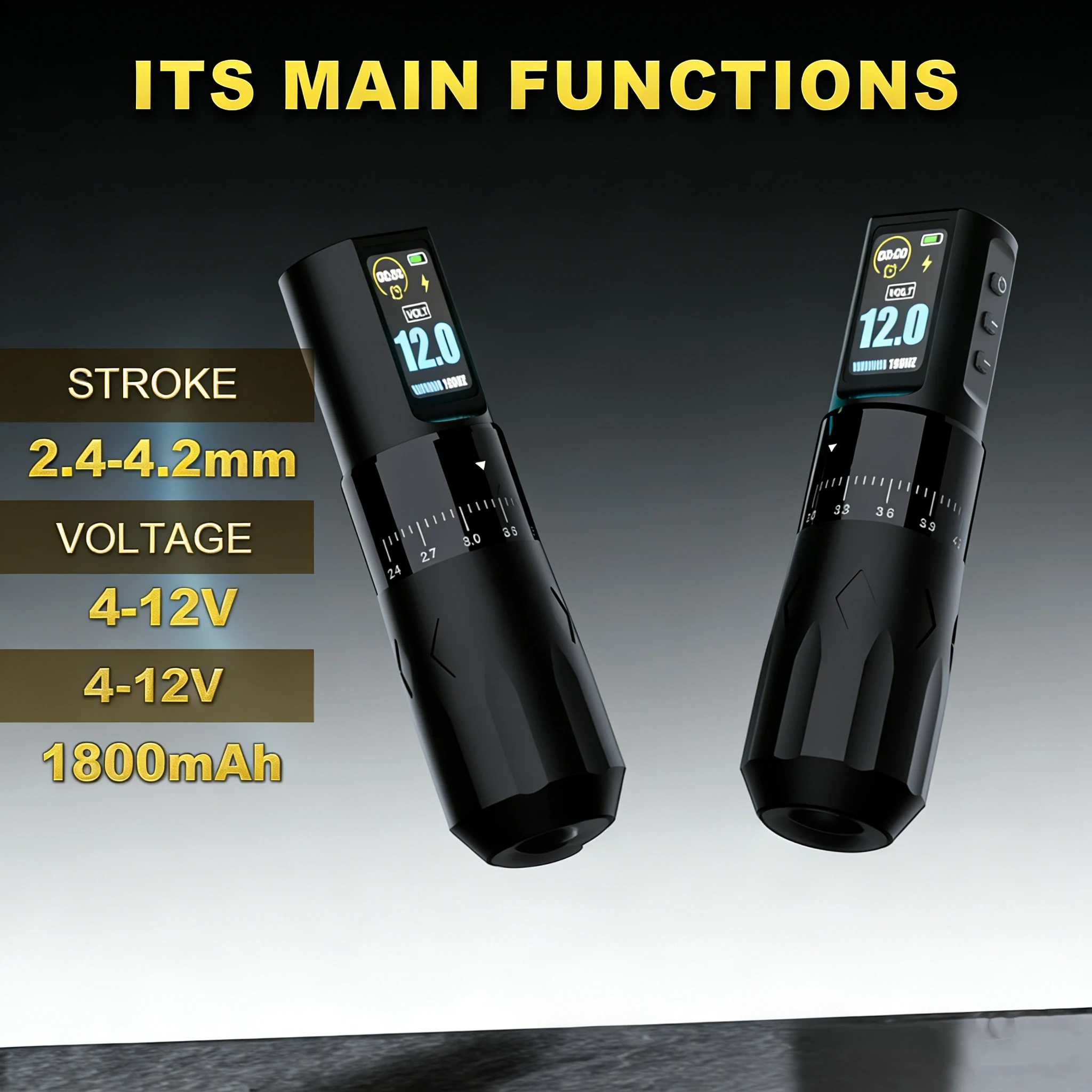 

Wireless Tattoo Pen 2.4-4.2mm Adjustable Stroke Digital Voltage Display 1800mAh Professional Tattoo Supplies Tattoo Accessories