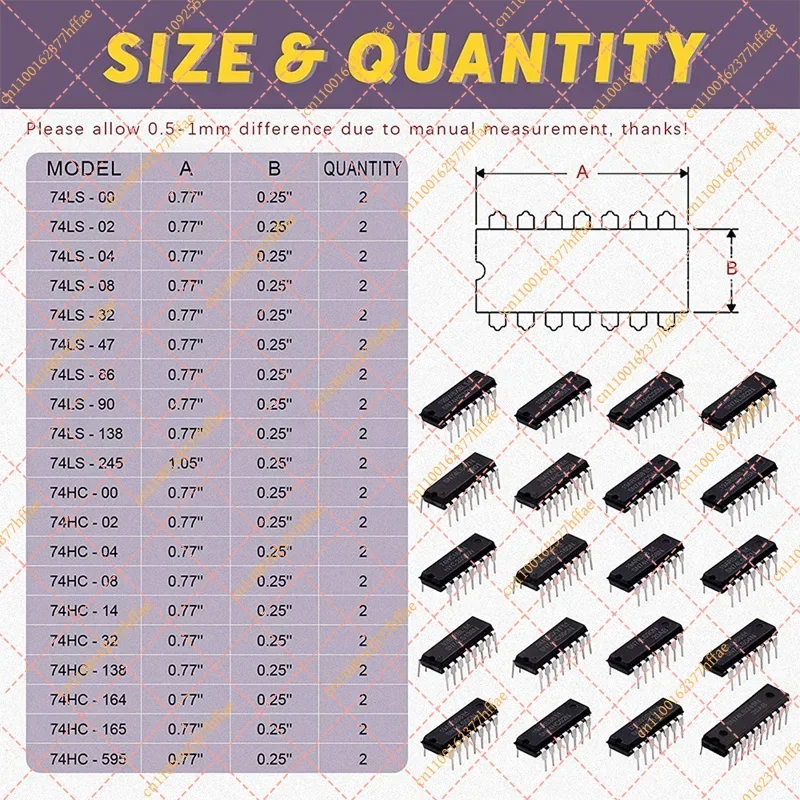 40Pcs(20Pcs 74Hcxx+20Pcs 74Lsxx) Series Logic IC Assortment Kit Digital Integrated Chip