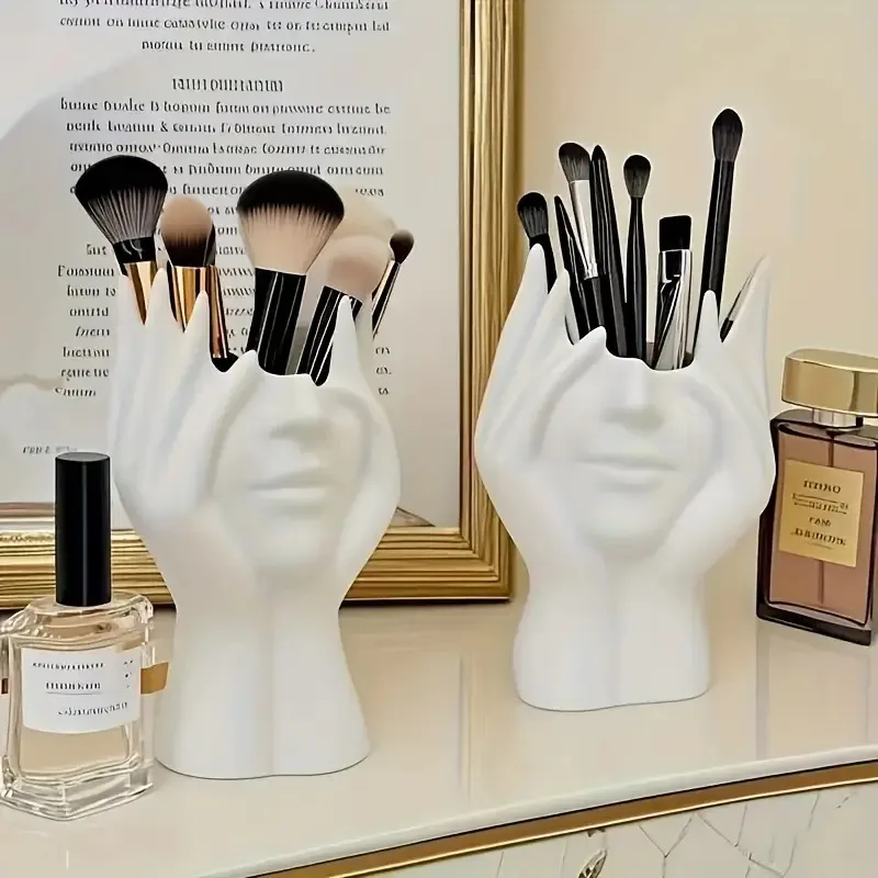 Creative Body Art Makeup Brush Holder – Cute Large-Capacity Desktop Organizer & Pen Cup for Dresser, Bathroom & Vanity.