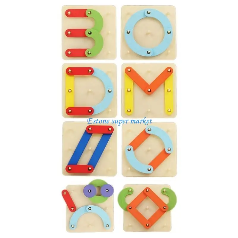 090B Puzzle edukacyjne Drewniana tablica z kołkami Geometryczna zabawka dla dzieci w wieku przedszkolnym Pomoc dydaktyczna