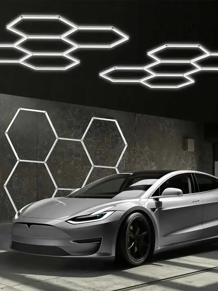 VASTFIRE 1/3/5/8/14 gat honingraat zeshoekige LED plafondgaragelamp 6500K koud licht voor garages en 4S workshops - afbeelding 2