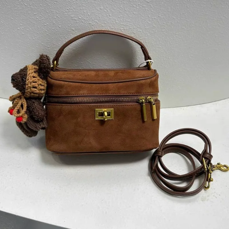 

Замшевая сумка через плечо из нубука, ланч-бокс, женская сумка, модельер, губная помада, кошелек для монет, маленький кошелек, сумка-коробка, женская сумка