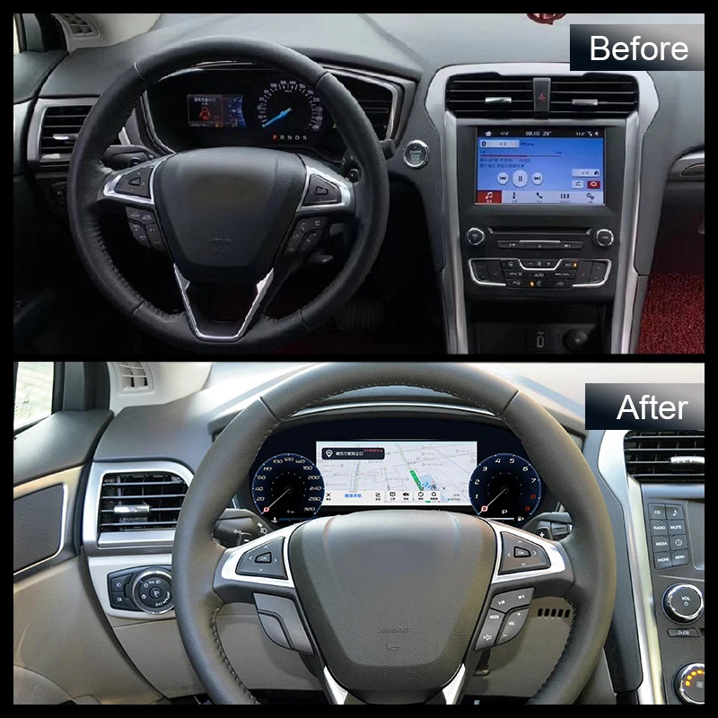 12.3 Inch QLED LCD Dashboard GAUGEWAY for Ford Mondeo 2013-2021, Plug & Play, Support Carplay, Car intelligent systems