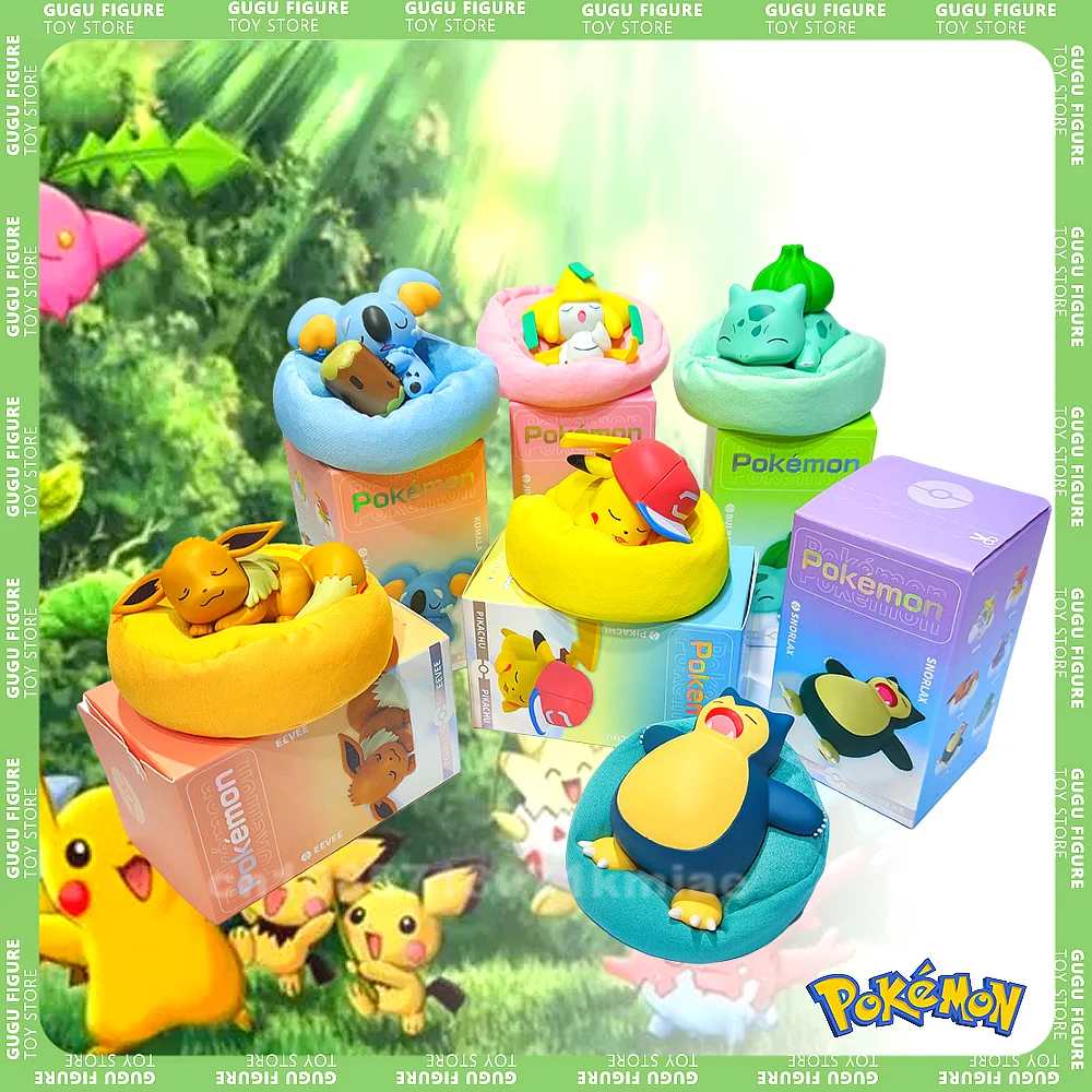 Pokemon Pikachu blind box Meowth Slowpoke 6 Styles Rowlet Charmander Gonbe Figures Sleep Starry Dream Series Cartoon Kids Gifts