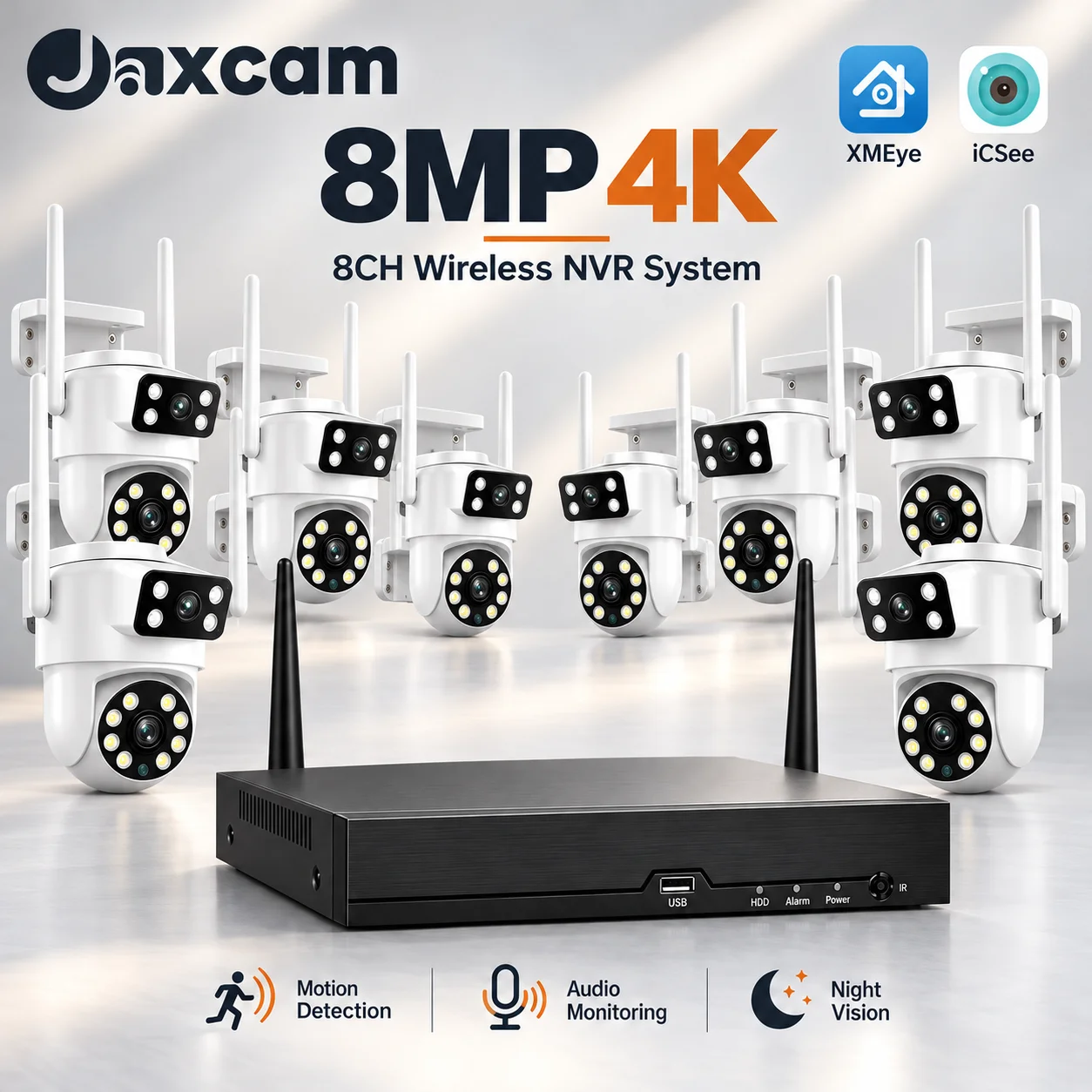 8CH 8MP 4K Dual Lens Wireless Wifi PTZ Camera Security System CCTV Video Surveillance Kit NVR Outdoor Two-Way Audio AI Tracking