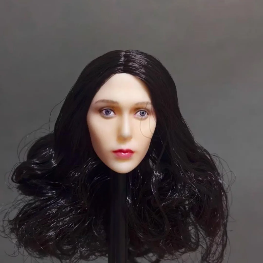 

Elizabeth Olsen Black hair Expression Female Head Carving Model 1/6 Scale For 12inch PH TBL Action Figure Soldier Body