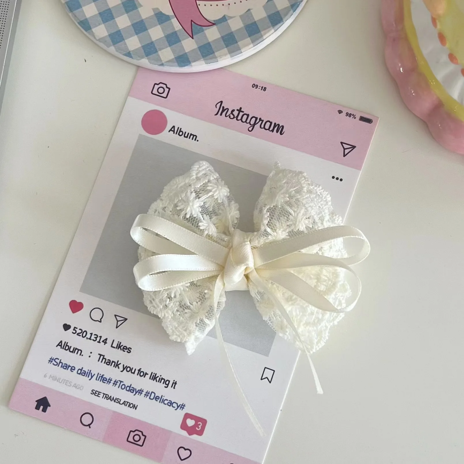 2 Stück elegante Haarnadeln mit Spitze und Schleife – rotes Band, weiße Blumen-Haarspangen, Damen, Kinder, Reisen, Freizeit-Accessoire