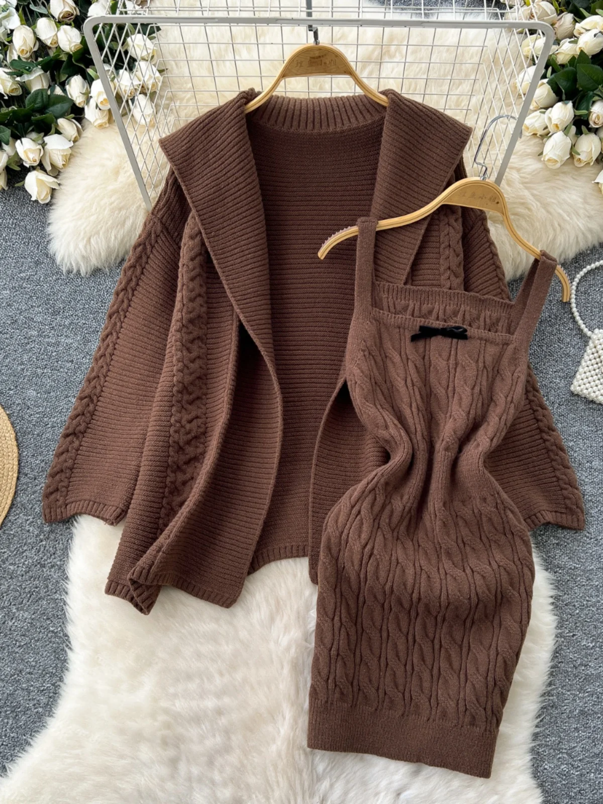 

Korean Sle Ins Gentle Sweet Waist Cinched Knit Dr Women Loose Long Sve Sweater Jaet Women High Waist Universal Fit