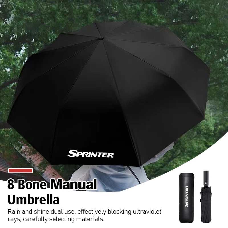 Guarda-chuva Automotivo Dobrável com 12 Varetas, Logotipo de Carro Reforçado, Tecido com Cola Preta para Mercedes Benz W124 W203 W204 Vito Sprinter Viano W639 W638 V