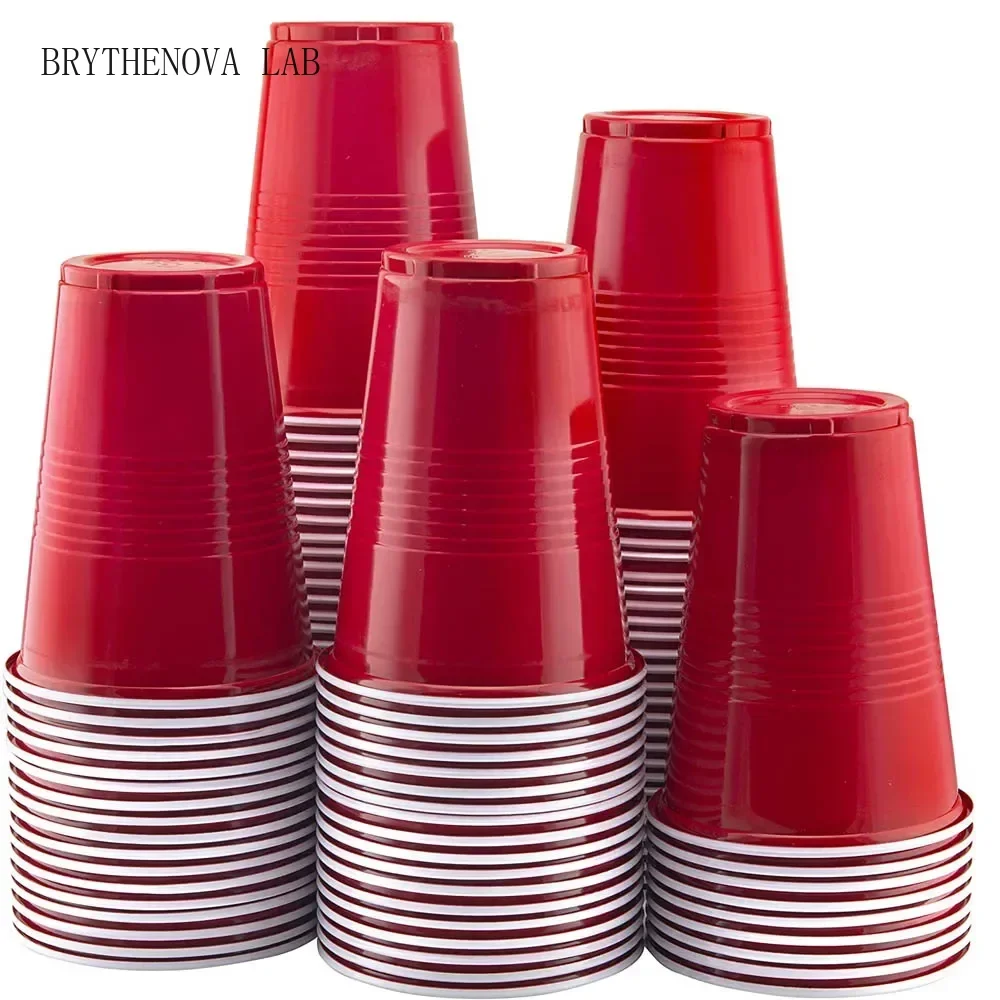 50 Pieces Disposable Cup 16oz Red Blue Yellow Green Black Plastic Glass Wine Birthday Wedding Color Party Decoration
