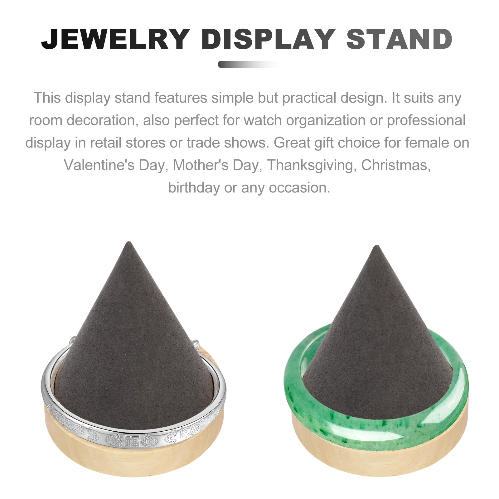 

Cone Shape Solid Wood Jewelry Display Stand for Bracelet Bangle Watch Organizer Holder Retail Use Jewelry Display Cone