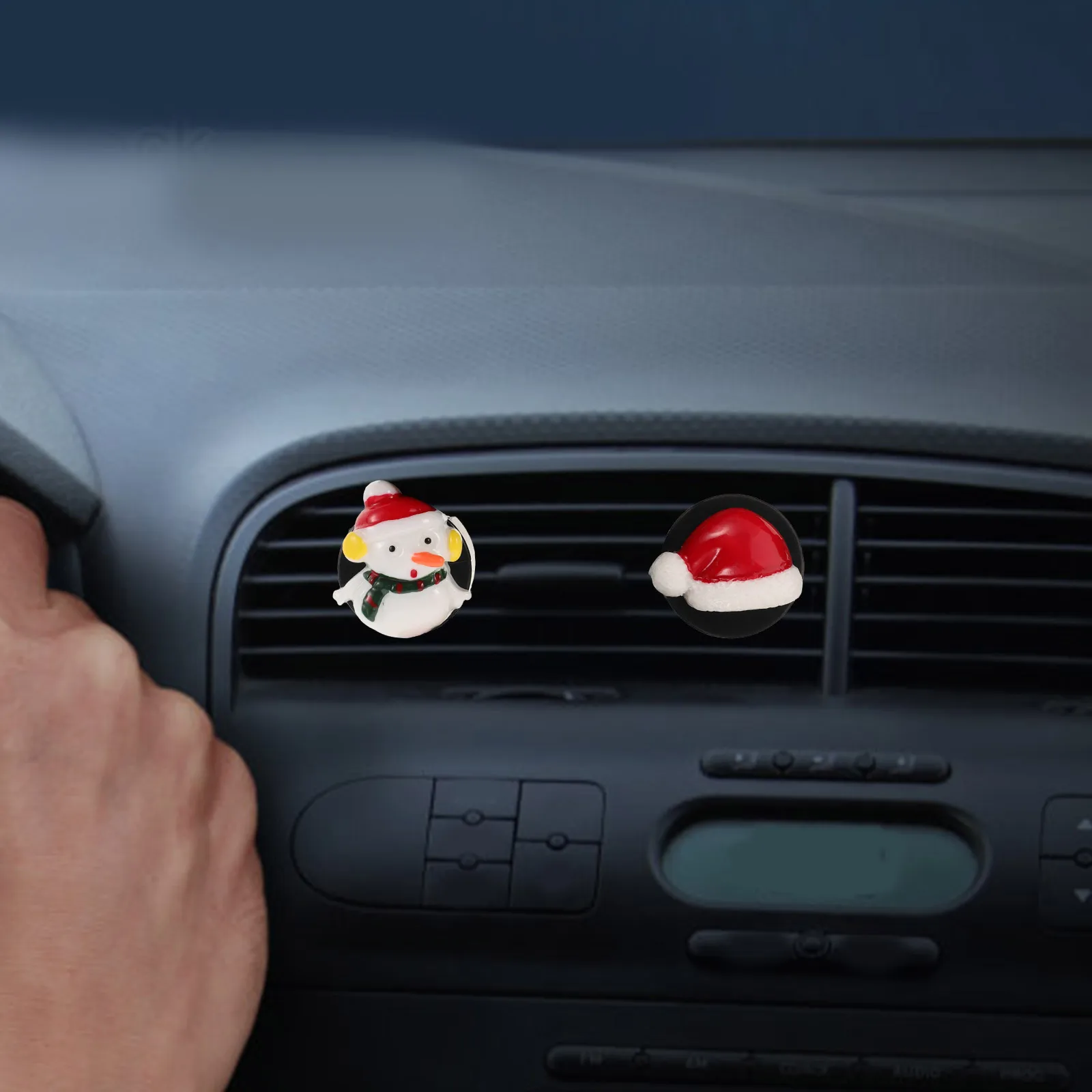 

8pcs Car Air Freshener Clips Refillable Vent Diffuser Christmas Decor Santa Hat Snowflake Auto Interior Dashboard Charm Stocking