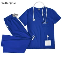 Uniformes médicos Unisex para hombres y mujeres, ropa de enfermería, disfraz de belleza de laboratorio, conjunto de batas de enfermera, ropa de trabajo para médico y dentista, pantalones superiores clínicos