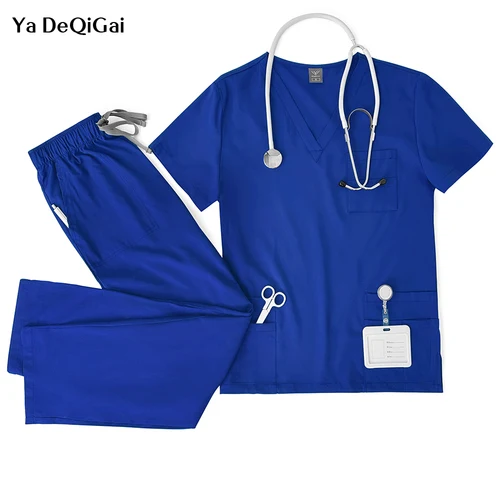 Uniformes médicos Unisex para hombres y mujeres, ropa de enfermería, disfraz de belleza de laboratorio, conjunto de batas de enfermera, ropa de trabajo para médico y dentista, pantalones superiores clínicos