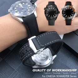 20mm 21mm 22mm Nylon Rubber 19mm Watchband Fit for Omega SEAMASTER 007 Diver 300 Moonwatch Planet Ocean Silicone Watch Strap Men