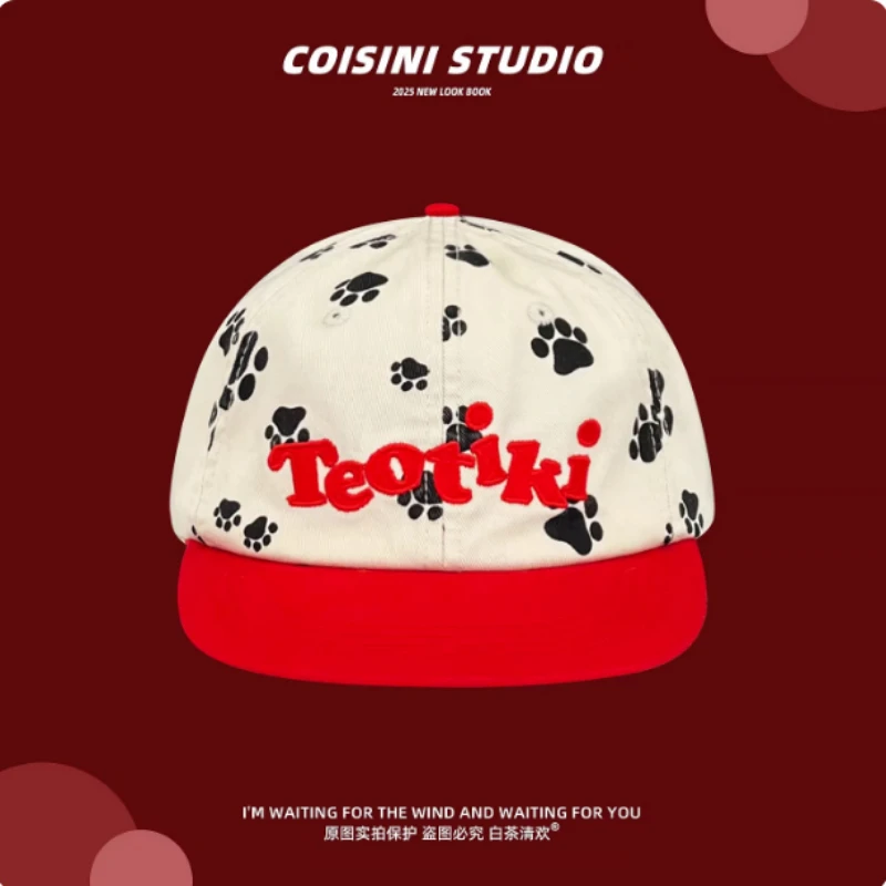 

Корейская ниша с милыми следами щенка, жаккардовая шляпа в стиле хип-хоп с плоскими полями для мужчин и женщин, регулируемые бейсболки на весну и осень