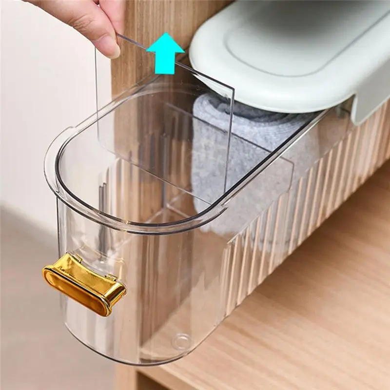 

A75K Storage Box Underwear Case Closet Organizer Transparent Visible Classify Storing Dust-Proof Drawer Type 6 Grid Daily Use