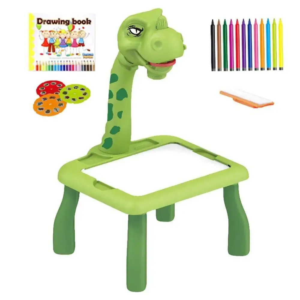 Dinosaur Led Projector Drawing Table Multifunctional Hand Writing LED Projector Painting Board Green/Brown Paint Tools