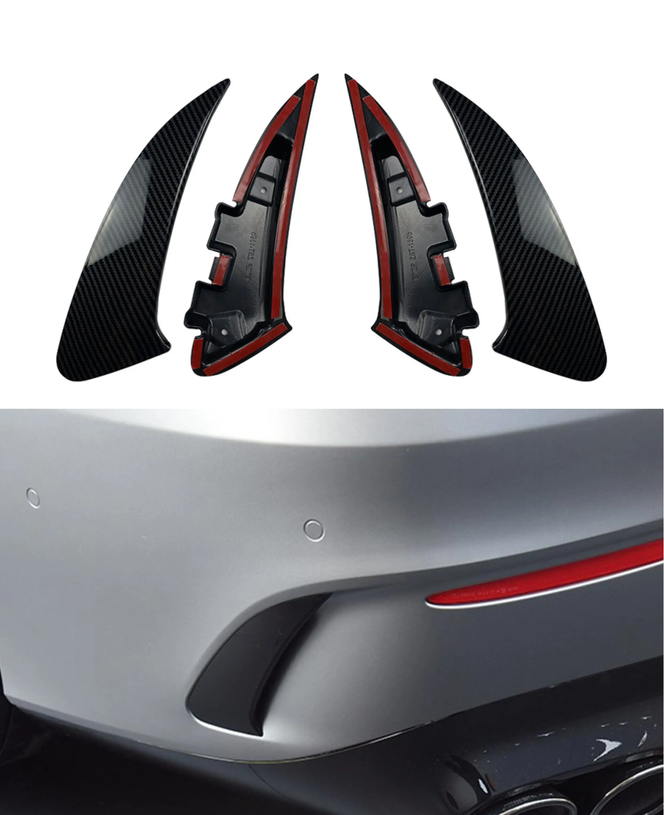 

For Mercedes Benz CLA Class 2pcs Car Rear Bumper Splitter Spoiler Canard Air Vent C118 AMG Sport CLA200 CLA220 2020 2021