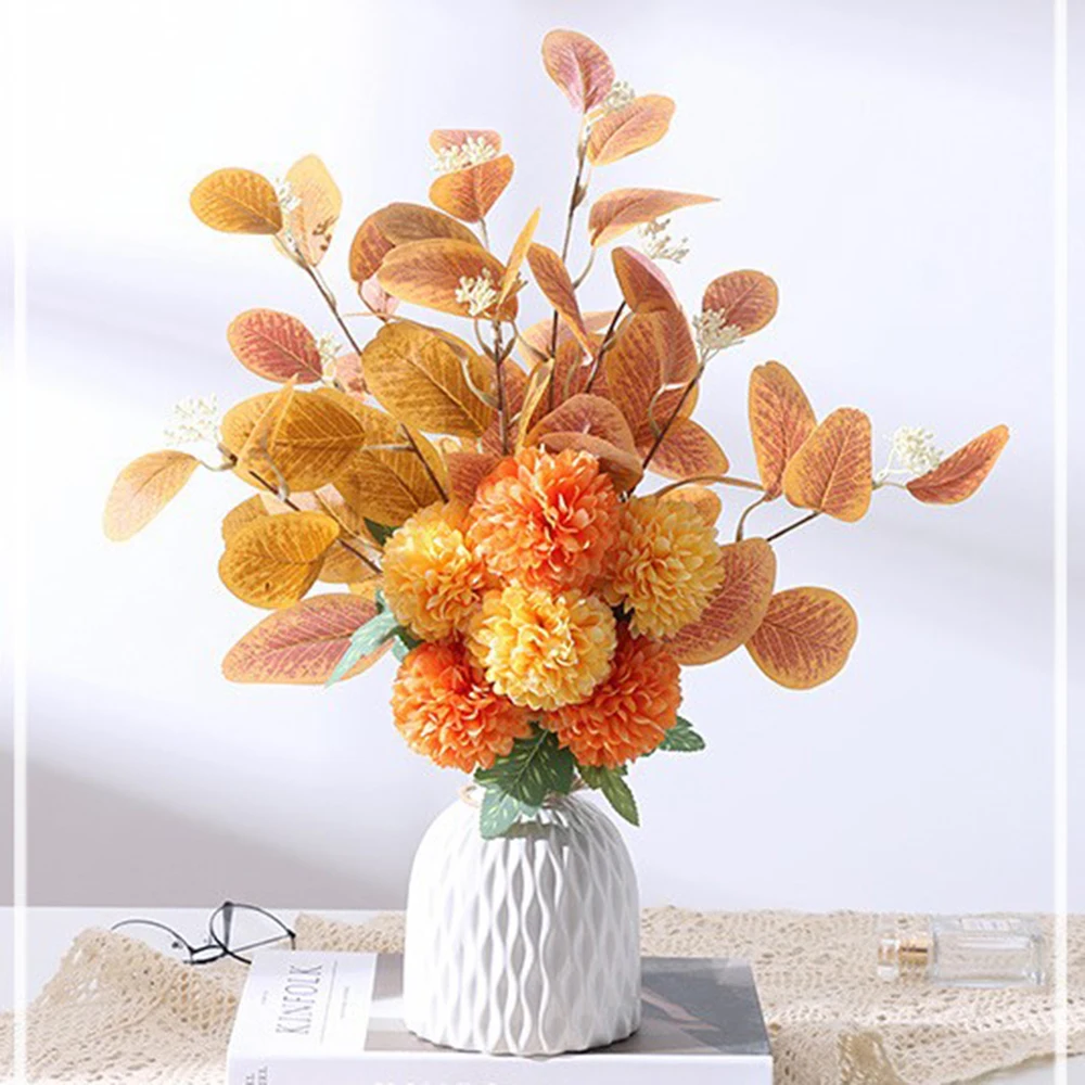 White Fake Flowers Blue Bouquet Hydrangea Artificial Flowers Chrysanthemum Silk Flowers Artificial for Decoration Flower