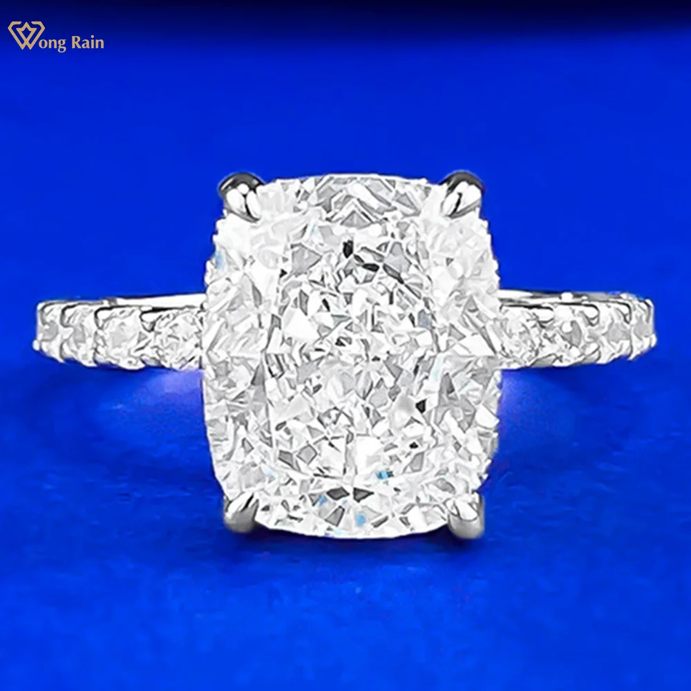 

Wong Rain 100% 925 Sterling Silver Crushed Ice Cut 9*11 MM Lab Sapphire High Carbon Diamond Gems Engagement Rings Fine Jewelry