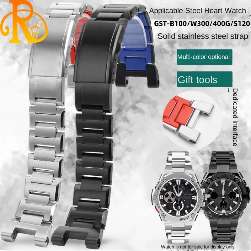 high-quality-solid-stainless-steel-watch-strap-for-casio-steel-heart-gst-b100-w300-400g-s120-watchbands-accessories-with-tool