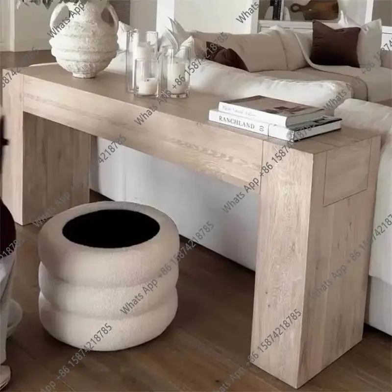 X5 Medieval Style Solid Wood Entrance Table Household Designer Cream Style Against The Wall Entrance Table Creative Sofa Back Ca