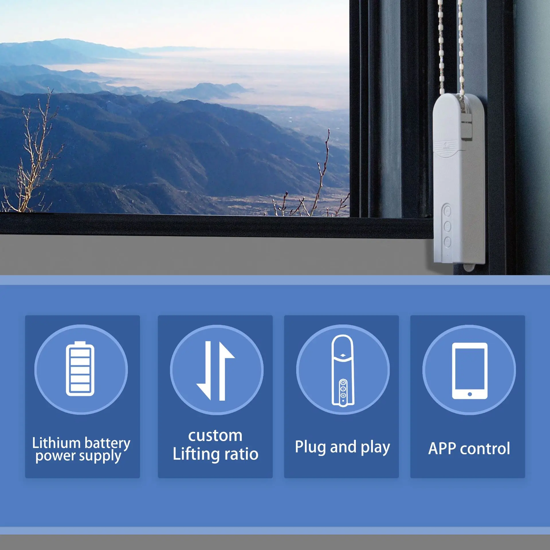 Motore per tende intelligenti, motore per tende a catena elettriche intelligenti con controllo vocale, versione plug-in WiFi (senza gateway) Per Tuya