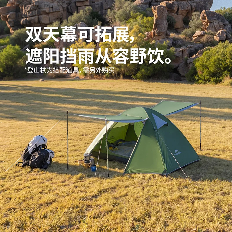 Tente de camping Naturehike Bleik pour 2-3 personnes, portable, imperméable, double couche, équipement de randonnée et de voyage en plein air.