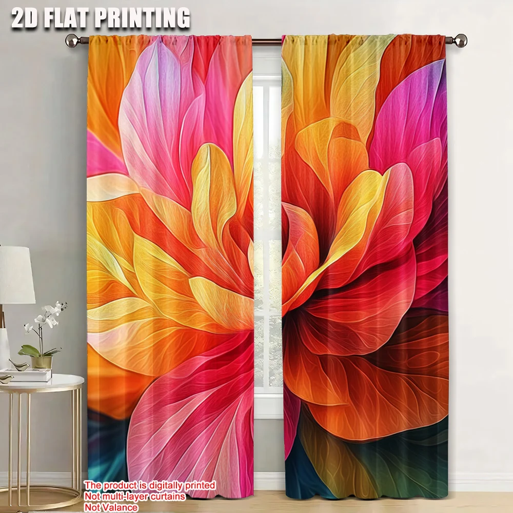 

2pc, Window Curtains flowers and plants (8) Versatile 100% Polyester,Without Electricity Festive Backdrops Suitable for Indoor