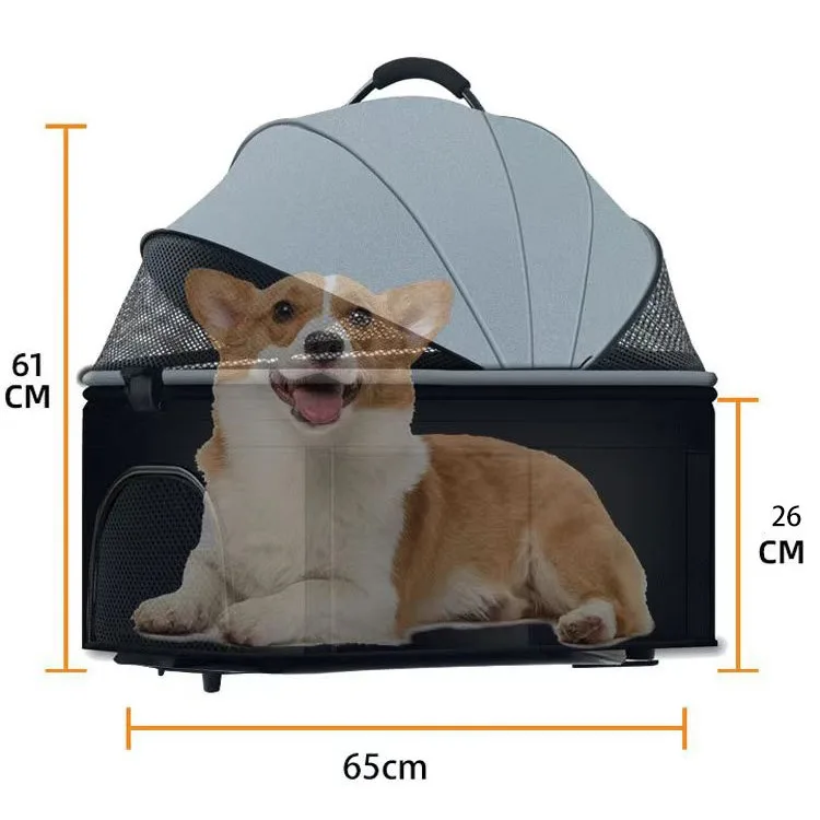 ขายส่งพับสัตว์เลี้ยงสุนัขรถเข็นเด็กหรูหราสุนัขขนาดเล็ก Travel Cart เดินจับสุนัขรถเข็นเด็กแมวรถเข็นกระเป๋า