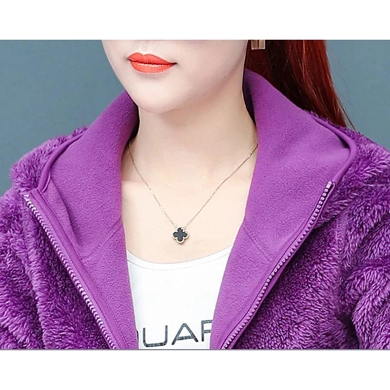 2023 nNew Fashion Double-Sided Wear Jacket Women\'s Autumn Winter Coat Casual Hooded Polar Fleece Warm Outwear Female Sportswear