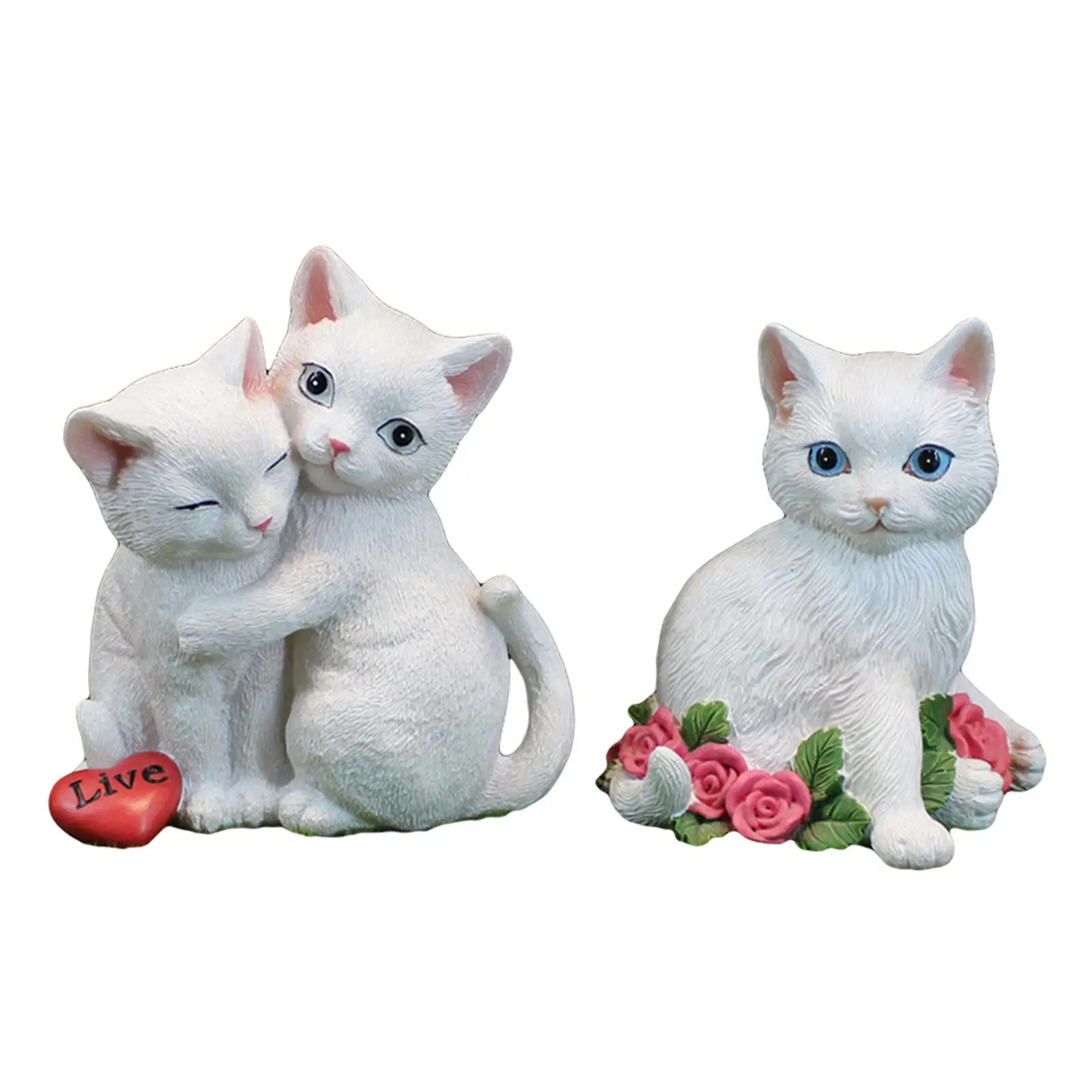 Nordic Cat Figurine Resin Statue Sculpture Micro Landscape Collection for Garden Bedroom Tabletop Decoration Ornament