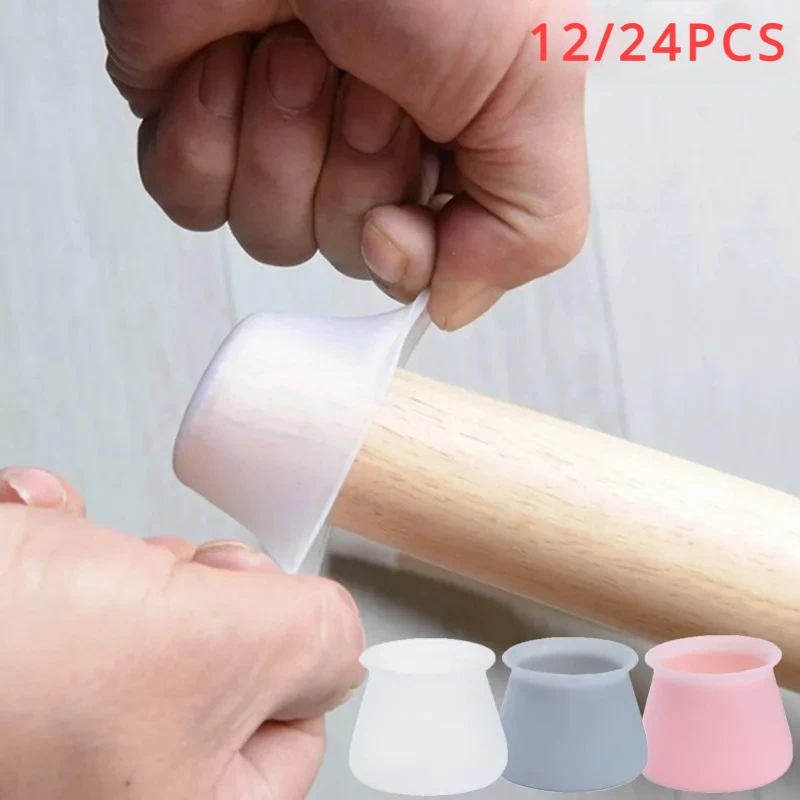 12/24 PCS Chair Foot Cover Furniture Chair Legs Silicone Cap Pads Protective Table Leg Covers Floor Protector Hardware Home